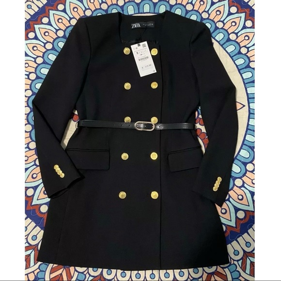 ZARA WOMAN NWT LONG BELTED BLAZER Belted Dress SIZE S. Sold Out $119.. - Picture 4 of 14